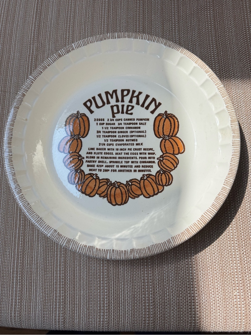 Vintage Pumpkin Pie Pan